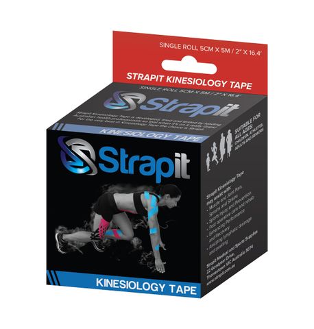 STRAPIT KINESIOLOGY TAPE 5cm x 5m RED (BLACK BOX)