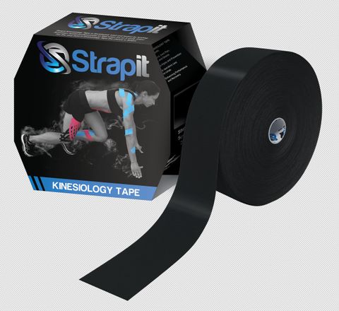 STRAPIT KINESIOLOGY TAPE 5cm x 31.5m BLACK (LARGE BLACK BOX)