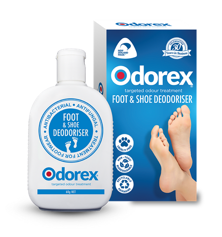 ODOREX FOOT AND SHOE DEODORISER - ORIGINAL 60g Bottle in Retail Box