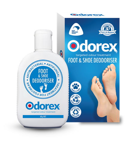 ODOREX ORIGINAL Foot & Shoe Deodoriser 60g Bottle in Retail Box SAVE 15% and get FREE 30g Sample