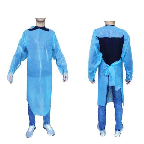 LONG SLEEVE CPE GOWNS WITH THUMB LOOPS Non Sterile, Blue;  Bag of 10.