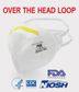 NIOSH L-188 DISPOSABLE N95 FACE MASKS * OVER THE HEAD LOOP* (TGA Approved)  Box of 20