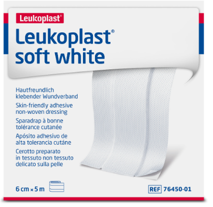 76450-01 LEUKOPLAST SOFT WHITE FLEXIBLE DRESSING 6cm x 5m