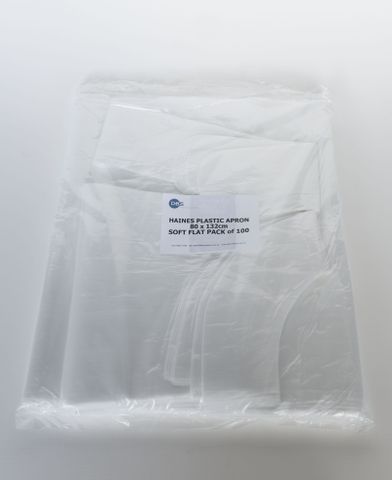 HAINES PLASTIC APRON 80 x 132cm SOFT FLAT PACK of 100