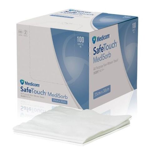 SAFETOUCH MEDISORB ALL PURPOSE WIPES 35 x 30cm Box of 100