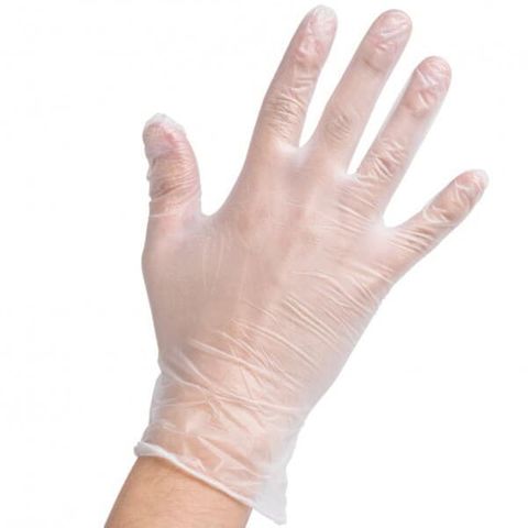 ** VINYL ** SAFEBASICS MEDICAL Powder Free Clear Vinyl Gloves - M - MEDIUM Box 200.