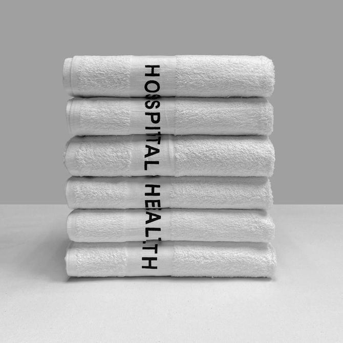 Hospital Bath Towel White Printed