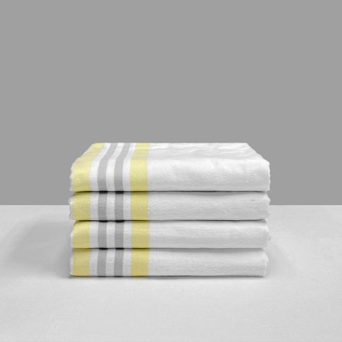 Blanket Flannelette Grey/Yellow Stripe