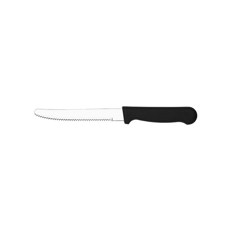 TABLEKRAFT STEAK KNIFE ROUNDED TIP S/S w/BLK HDL 253mm (*20642*) =  1 X DOZEN