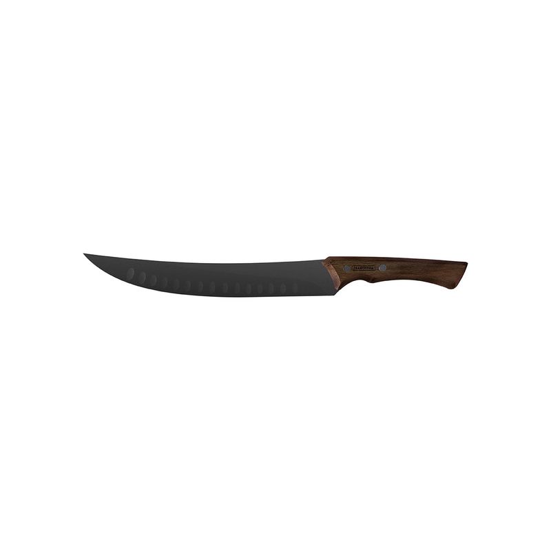 CHURRASCO BLACK CURVED BUTCHER KNIFE S/S w/WOOD HDL10"/240mm (*TM22841/110*) =  1 X EACH