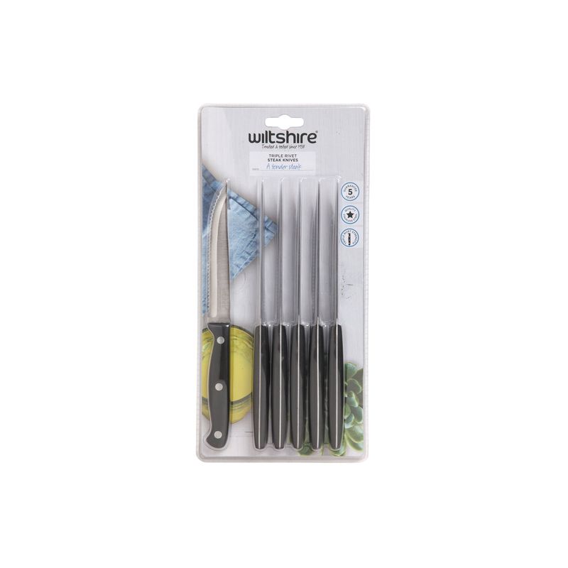 WILTSHIRE TRIPLE RIVET STEAK KNIFE SET 6PC (*WLT41151*) = PACK OF 6 X SETS