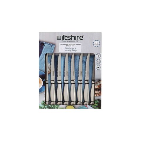 WILTSHIRE STAINLESS STEEL STEAK KNIFE SET 8PC (*WLTW1086*) = PACK OF 8 X SETS