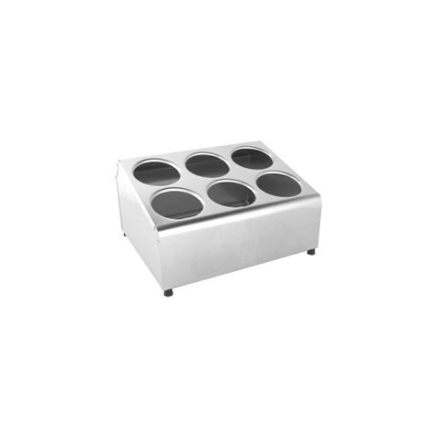 CHEF INOX CUTLERY CYLINDER HOLDER S/S 6 HOLE 2x3 DIA104mm (*05245*) =  1 X EACH