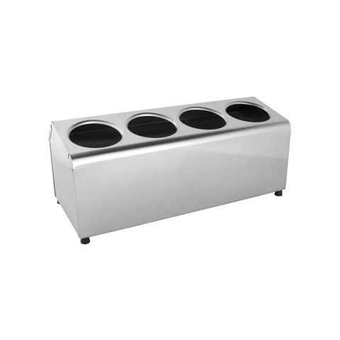 CHEF INOX CUTLERY CYLINDER HOLDER S/S 4 HOLE 1x4 DIA104mm (*05243*) =  1 X EACH