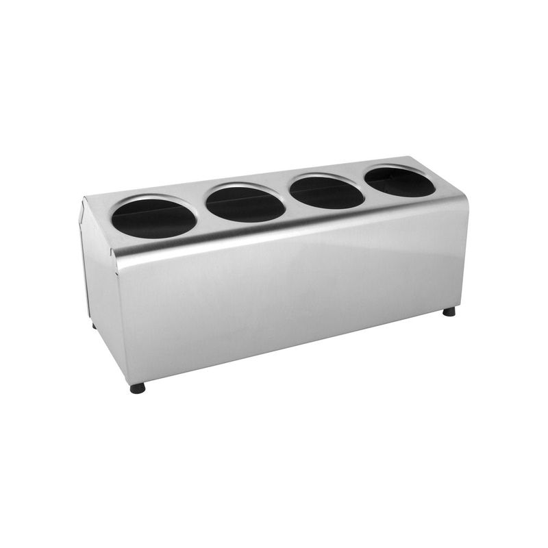 CHEF INOX CUTLERY CYLINDER HOLDER S/S 4 HOLE 1x4 DIA104mm (*05243*) =  1 X EACH