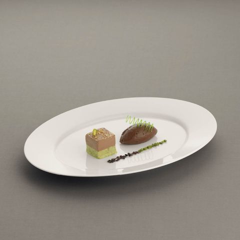 BAUSCHER PURITY OVAL PLATTER w/RIM 330x244mm (*BHS6692033*) = PACK OF 6 X EACHES