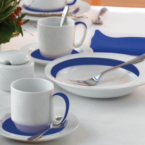 SCHONWALD DONNA PLATE FLAT w/RIM 160mm DARK BLUE LINE (*SH9180016/62970*) = PACK OF 12 X EACHES