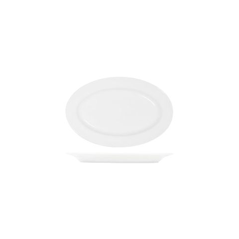TABLEKRAFT CORE WHITE PLATTER-OVAL RIM SHAPE -260x170x24mm (*91032*) = PACK OF 6 X EACHES