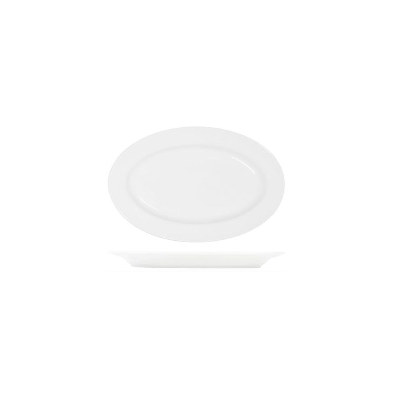 TABLEKRAFT CORE WHITE PLATTER-OVAL RIM SHAPE -260x170x24mm (*91032*) = PACK OF 6 X EACHES