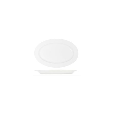 TABLEKRAFT CORE WHITE PLATTER-OVAL RIM SHAPE -200x140x20mm (*91030*) = PACK OF 6 X EACHES