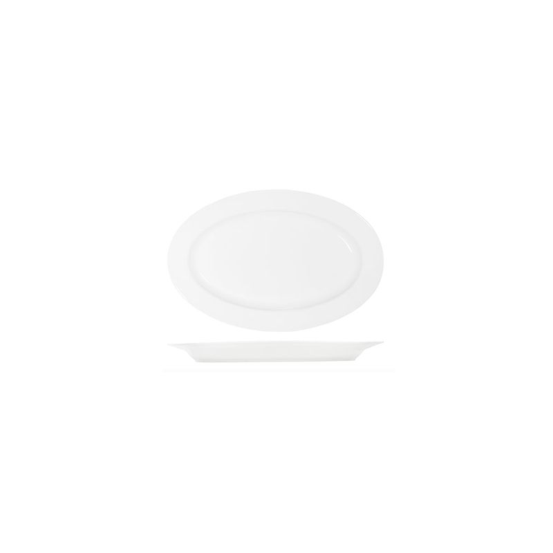 TABLEKRAFT CORE WHITE PLATTER-OVAL RIM SHAPE -200x140x20mm (*91030*) = PACK OF 6 X EACHES