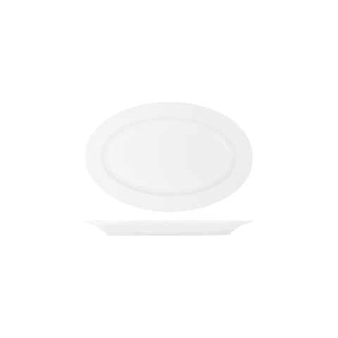 TABLEKRAFT CORE WHITE PLATTER-OVAL RIM SHAPE -300x200x28mm (*91033*) = PACK OF 6 X EACHES