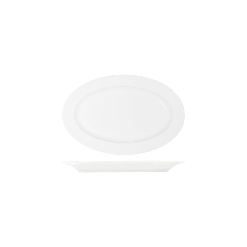 TABLEKRAFT CORE WHITE PLATTER-OVAL RIM SHAPE -300x200x28mm (*91033*) = PACK OF 6 X EACHES