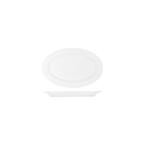 TABLEKRAFT CORE WHITE PLATTER-OVAL RIM SHAPE -230x155x23mm (*91031*) = PACK OF 6 X EACHES