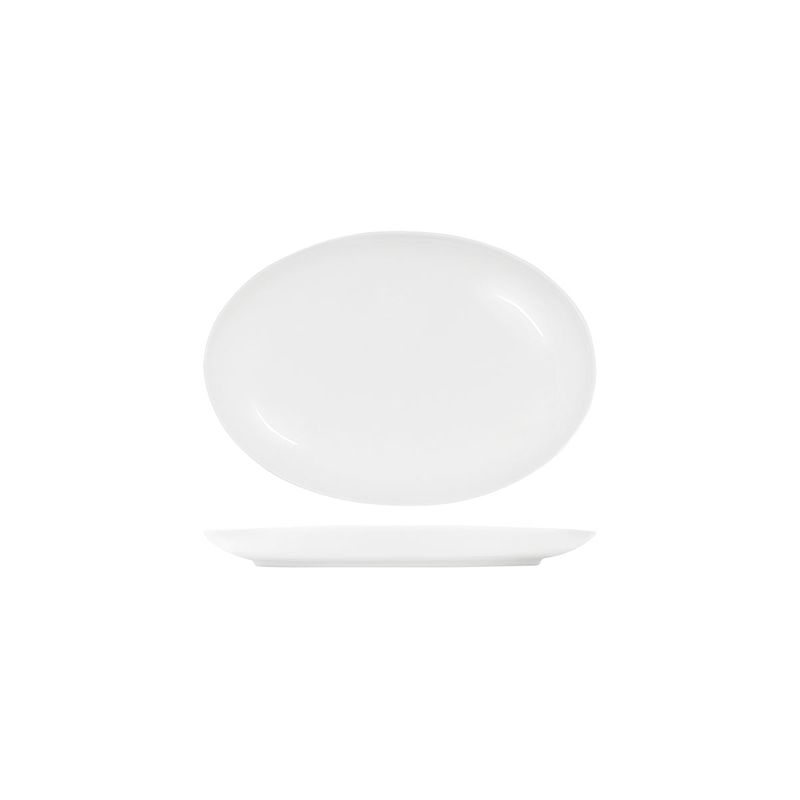 TABLEKRAFT CORE WHITE PLATTER-OVAL COUPE SHAPE -300x215x30mm (*91022*) = PACK OF 2 X EACHES