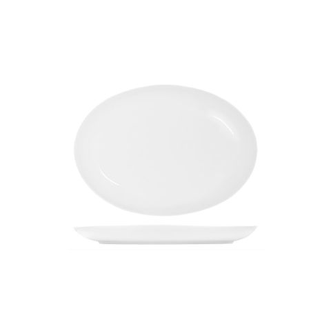 TABLEKRAFT CORE WHITE PLATTER-OVAL COUPE SHAPE -355x260x35mm (*91023*) = PACK OF 3 X EACHES