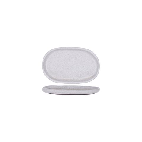 TABLEKRAFT NATURALS ASH GREY OVAL PLATE 210x135x20mm CLAY (*905208*) = PACK OF 6 X EACHES