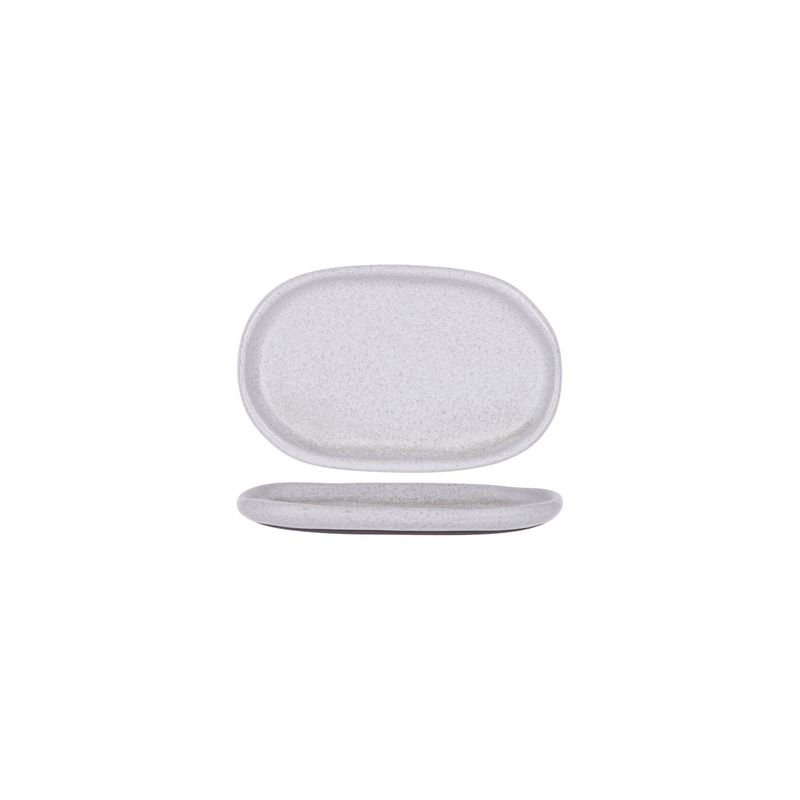 TABLEKRAFT NATURALS ASH GREY OVAL PLATE 210x135x20mm CLAY (*905208*) = PACK OF 6 X EACHES