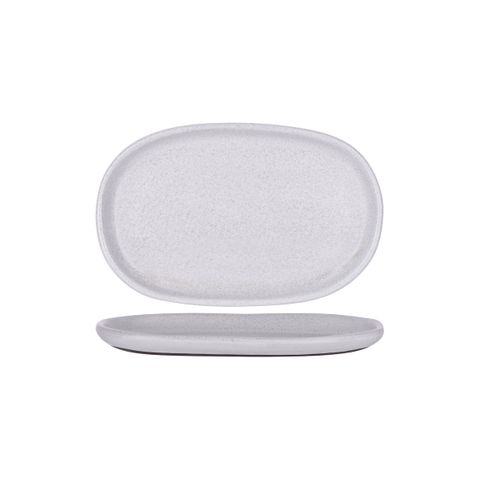 TABLEKRAFT NATURALS ASH GREY OVAL PLATE 310x200x28mm CLAY (*905210*) = PACK OF 3 X EACHES