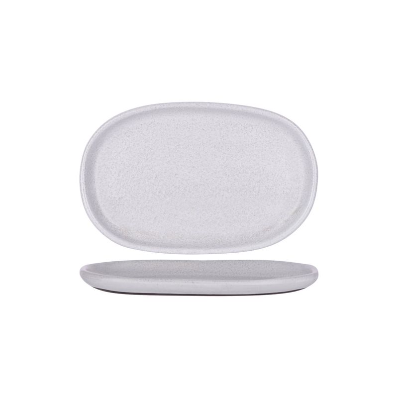 TABLEKRAFT NATURALS ASH GREY OVAL PLATE 310x200x28mm CLAY (*905210*) = PACK OF 3 X EACHES