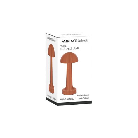 TABLEKRAFT THEA CORDLESS TABLE LAMP LED 90x210mm COPPER (*1000121*) =  1 X EACH