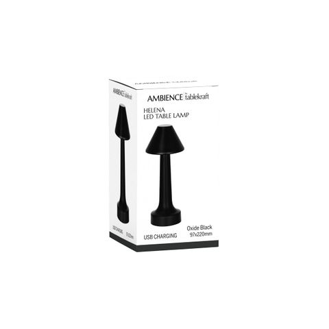 TABLEKRAFT HELENA CORDLESS TABLE LAMP LED 97x220mm BLACK (*1000102*) =  1 X EACH
