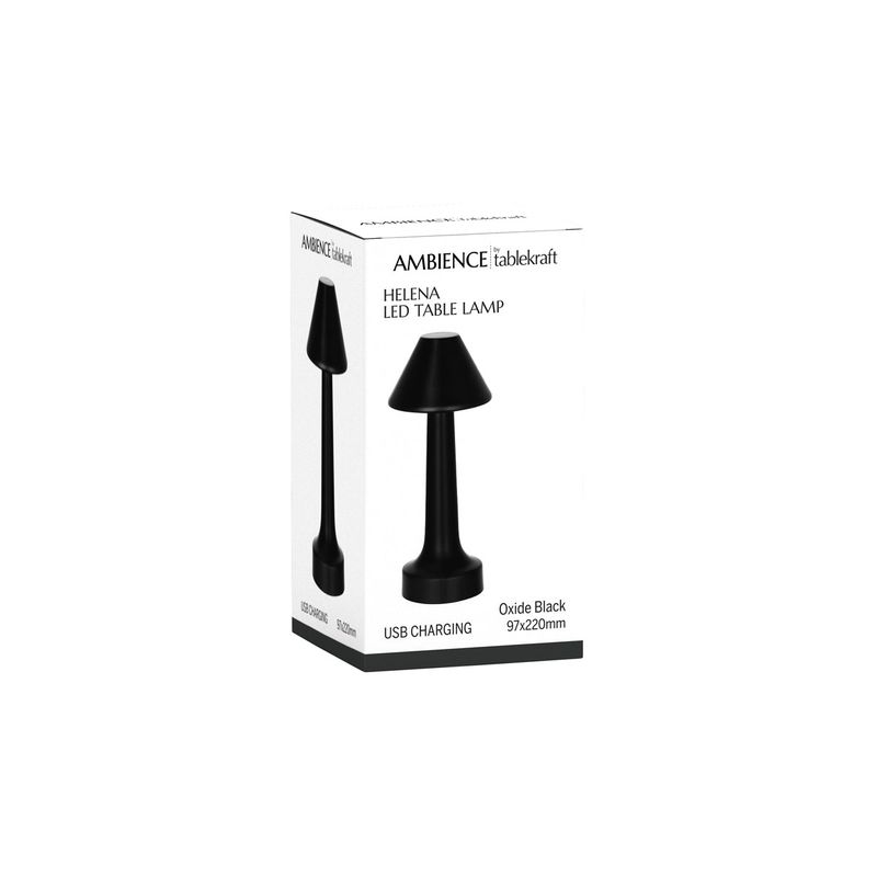 TABLEKRAFT HELENA CORDLESS TABLE LAMP LED 97x220mm BLACK (*1000102*) =  1 X EACH