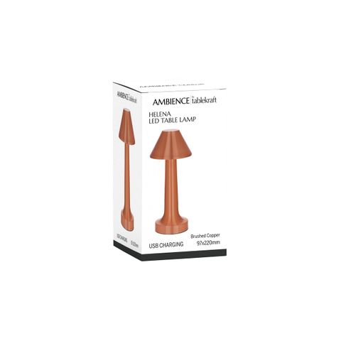TABLEKRAFT HELENA CORDLESS TABLE LAMP LED 97x220mm COPPER (*1000101*) =  1 X EACH