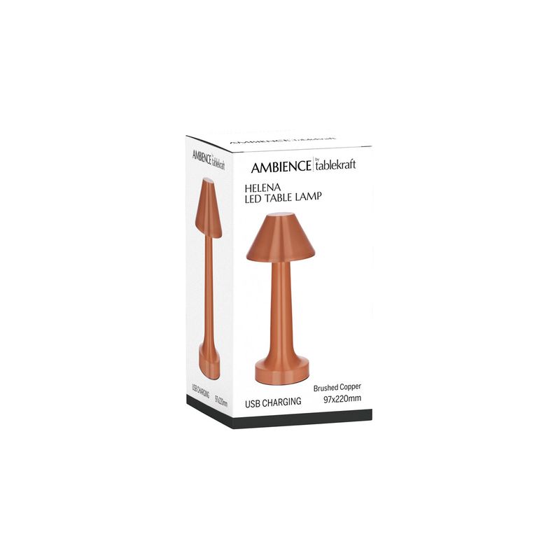 TABLEKRAFT HELENA CORDLESS TABLE LAMP LED 97x220mm COPPER (*1000101*) =  1 X EACH