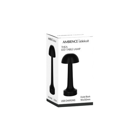 TABLEKRAFT THEA CORDLESS TABLE LAMP LED 90x210mm BLACK (*1000122*) =  1 X EACH