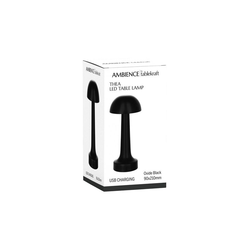 TABLEKRAFT THEA CORDLESS TABLE LAMP LED 90x210mm BLACK (*1000122*) =  1 X EACH