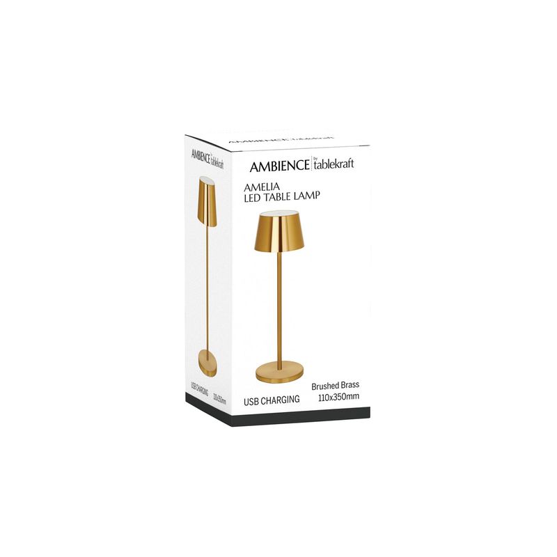 TABLEKRAFT AMELIA CORDLESS TABLE LAMP LED 110x350mm BRASS (*1000190*) =  1 X EACH