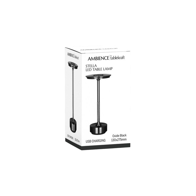 TABLEKRAFT STELLA CORDLESS TABLE LAMP LED 130x275mm BLACK (*1000182*) =  1 X EACH