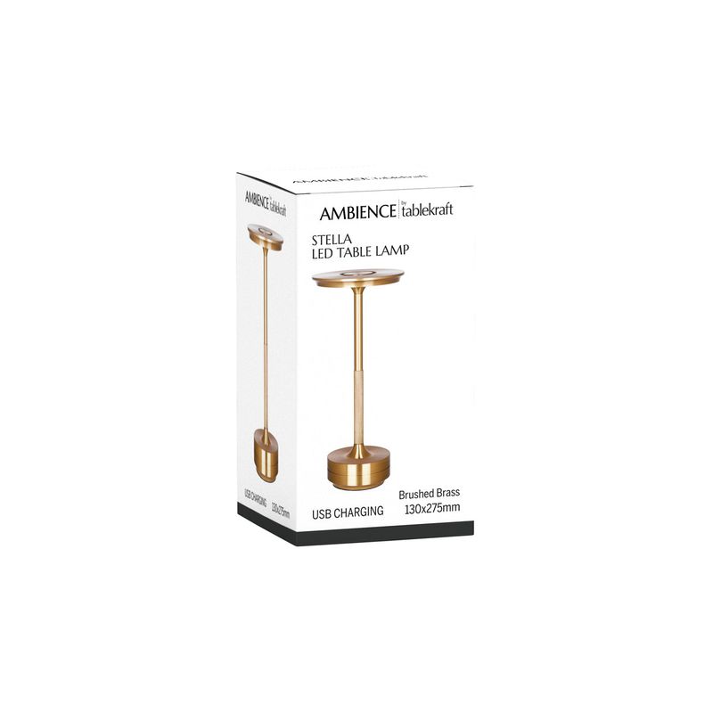 TABLEKRAFT STELLA CORDLESS TABLE LAMP LED 130x275mm BRASS (*1000180*) =  1 X EACH