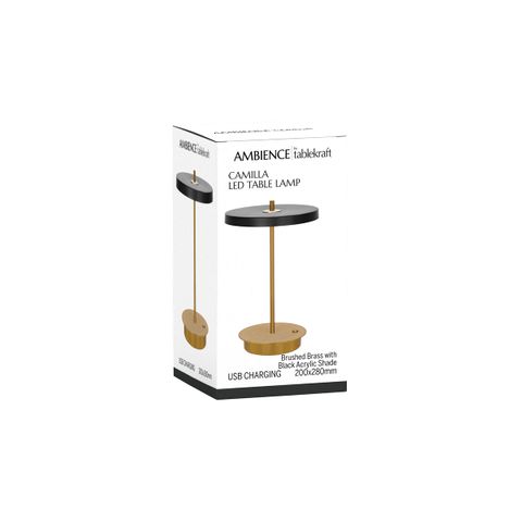 TABLEKRAFT CAMILLA CORDLESS TABLE LAMP LED 200x280mm BRASS/B (*1000205*) =  1 X EACH