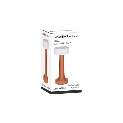 TABLEKRAFT AURA CORDLESS TABLE LAMP LED 90x205mm COPPER (*1000131*) =  1 X EACH