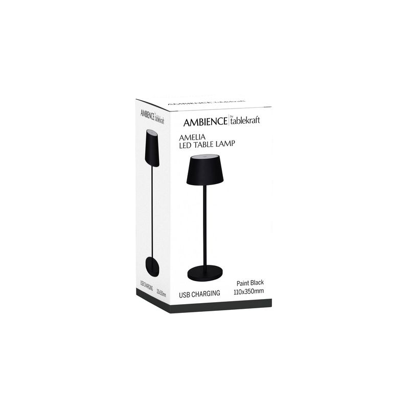 TABLEKRAFT AMELIA CORDLESS TABLE LAMP LED 110x350mm BLACK (*1000192*) =  1 X EACH