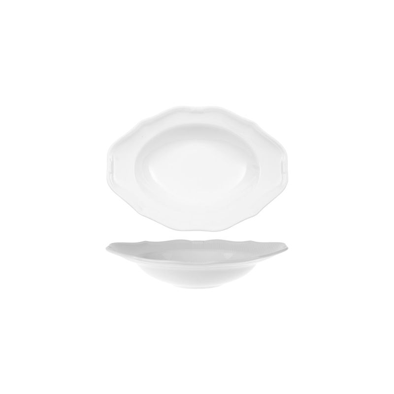 V&B LA SCALA OVAL DEEP PLATE w/RIM 255x185mm, 350ml WHITE (*VB16-3318-2760*) = PACK OF 6 X EACHES