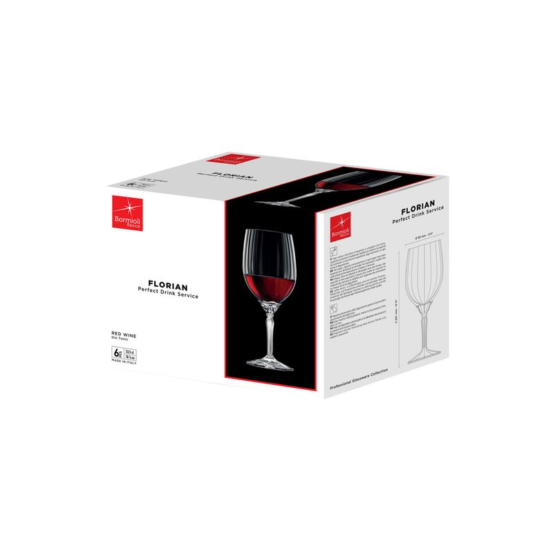 BORMIOLI ROCCO FLORIAN RED WINE 535ml CLEAR (1.99411) (*310-484*) = PACK OF 24 X EACHES