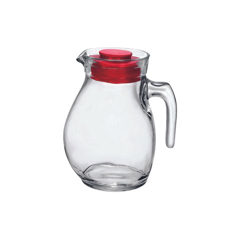 BORMIOLI ROCCO SANGRIA JUG w/RED LID 1.5lt CLEAR (3.35940) (*330-034*) = PACK OF 12 X EACHES